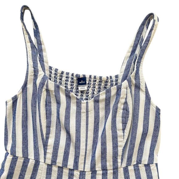 Old Navy Women's Petite Fit & Flare Midi Dress Blue Striped Size M - Picture 6 of 11